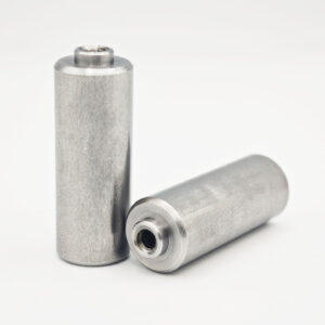 Stainless steel nut stud with internal thread and cylindrical locating pin