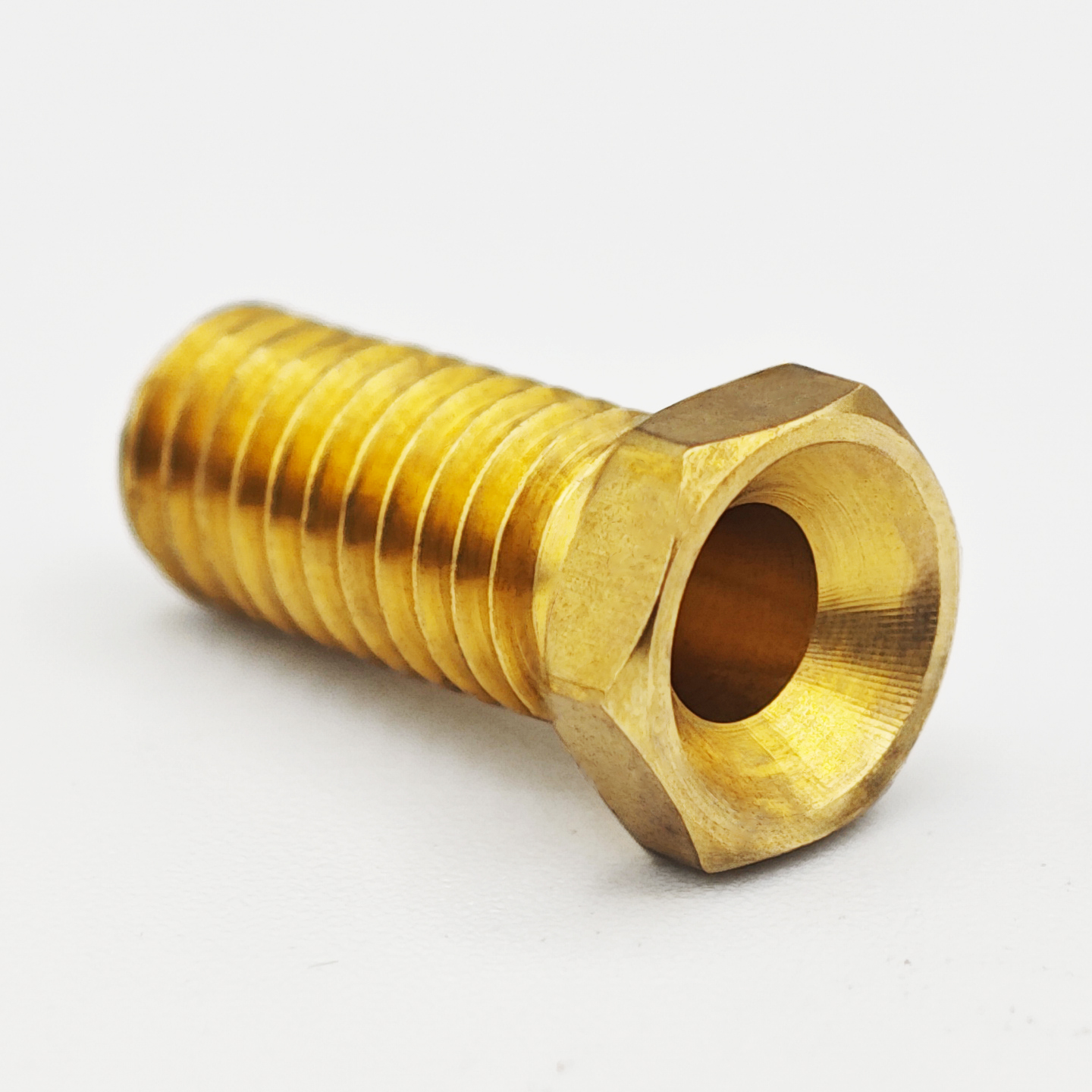 Brass hexagonal hollow bolt, hollow threading screw, air passage bolt, hexagonal hollow bolt